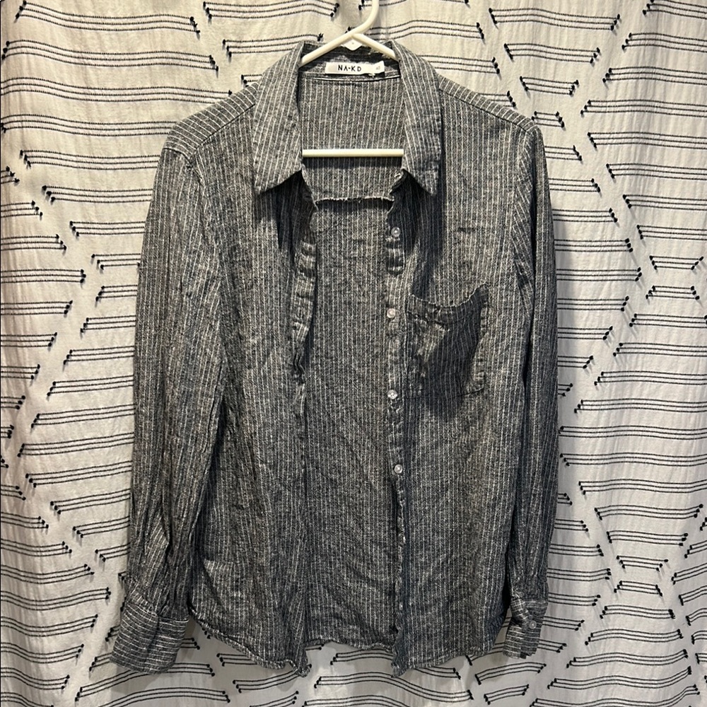 NA-KD NAVY Striped Button Down Shirt